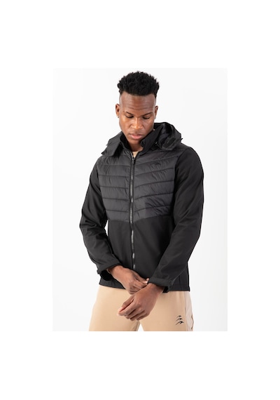 Maraton Sportswear Regular Erkek Kapşonlu Takma Kol Outdoor Siyah Ceket 21797 Siyah