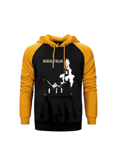 Burzum Burn Church Sarı Renk Reglan Kol Kapşonlu Sweatshirt Sarı