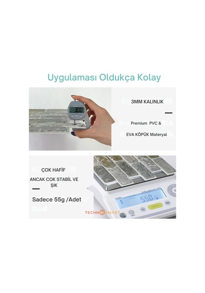 Technosmart 30x30cm 6adet 3d Kendinden Yapışkanlı Duvar Kağıdı Kaplama Mutfak Banyo 1paket 0,54 M2