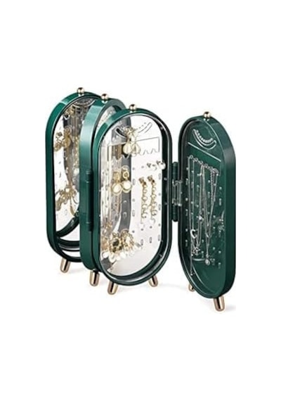 Aynalı Yeşil Plastik Kadın Küpe Kolye Standı Dekor St1-45ys 100