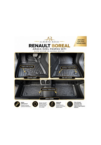 Renault Boreal 2026+ 3d Kauçuk Havuzlu Paspas