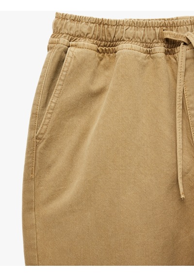Koton Regular Fit Pamuklu Beli Bağcıklı Jean Pantolon Bej 7wam40161nd Ekru