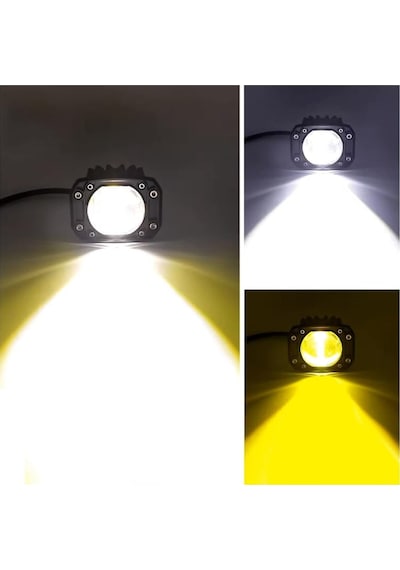 18w Uyumlu Çift Renk Gömme Montaj Tampon Sarı Beyaz 8 Cm 4 Modlu Off Road Led Lamba