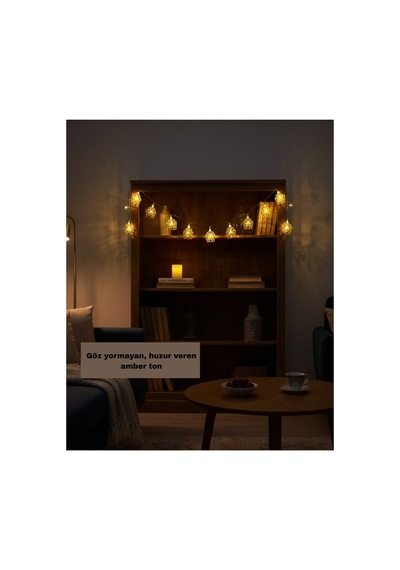 Ev Dekoru İçin Ramazan Led Işık Pilli Sıcak Sarı Cami Figürlü - Karbul9936-5190 Renkli Renkli