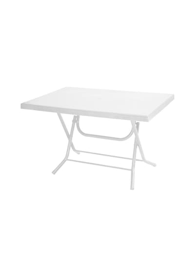 Omnipazar Mt-gfm212 Ancora Plastik Dikdörtgen Katlanır Bahçe Balkon Masa 75x120 Cm Beyaz