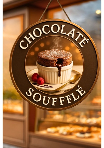 Çikolatalı Sufle Temalı İpli Ahşap Kapı Duvar Süsü, Pastane, Tatlı Dükkanı, Cafe Tablo Dekoru
