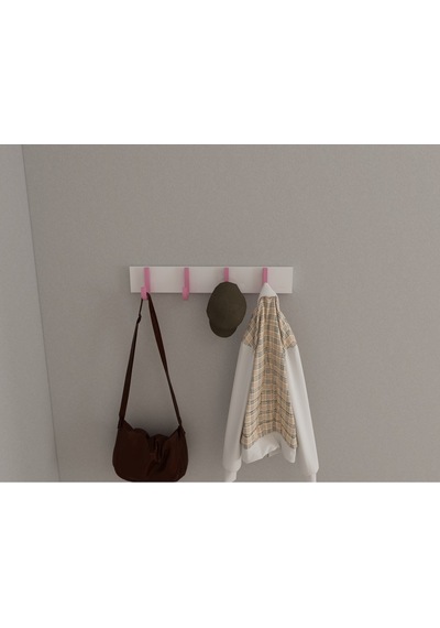 Hepsi3boyutlu Modern Duvar & Kapı Baston Askılık - 4 Adet Pembe J Askılık - Model No : 6 Pembe