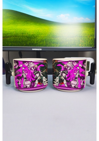 Danganronpa Baskılı Seramik Lüks Kupa 1 Adet T Şeklinde Özel Siyah Kulp Dalga Kulp V2t Çok Renkli