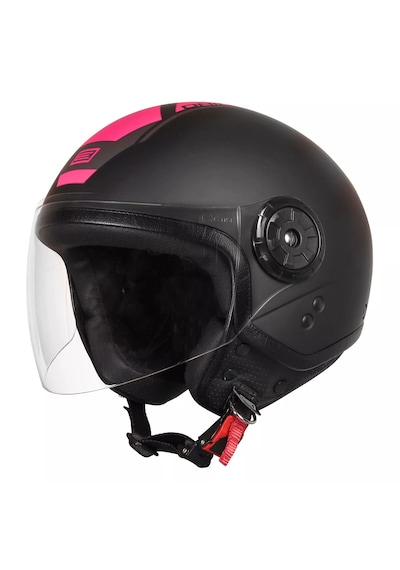 Origine Neon Yarım Motosiklet Kaskı Siyah Fuşya
