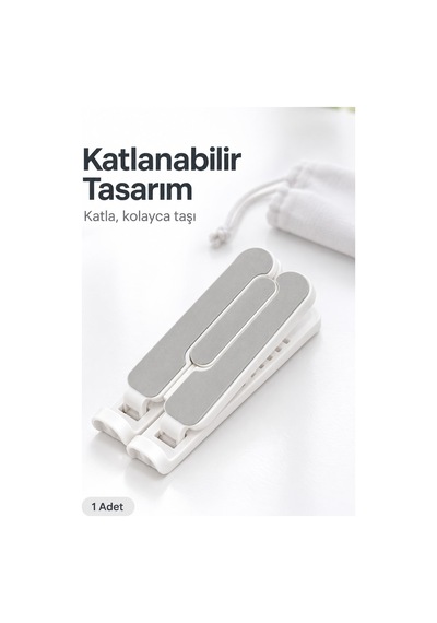 Katlanabilir Yükseklik Ayarlı Telefon Tablet Standı, Beyaz