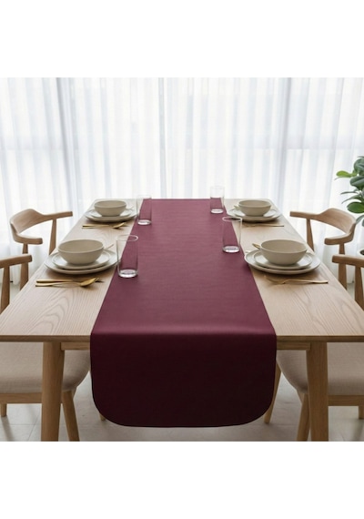 1 Adet Deri Runner Oval Kenarlı-40x140 Cm Bordo