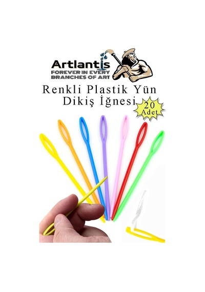 Renkli Plastik Yün İğnesi 9 Cm 20 Adet Plastik Dikiş İğnesi Plastik Örgü Dikme İplik İğne Dokuma İğnesi