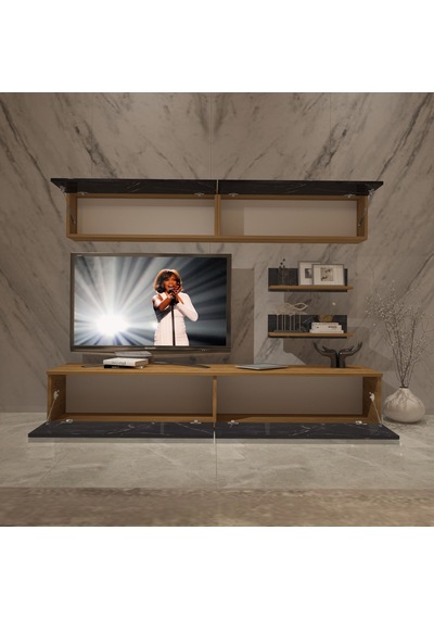 Decoraktiv Eko 5 Mdf Std Tv Ünitesi Tv Sehpası Pera - Siyah Mermer