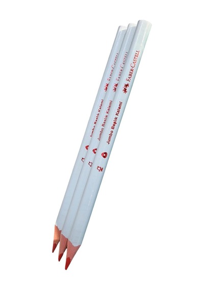 Faber-castell Jumbo Üçgen Başlık Kalemi, Kırmızı, 3'lü Set Genel