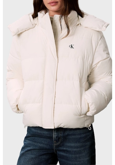 Calvin Klein Suya Dayanıklı Çıkarılabilir Kapüşonlu Şişme Mont Lv047h504gyas Kadın Mont Lv047h504g Yas Krem