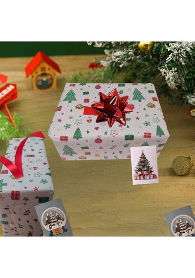İtalyan Hediye Paketleme Kağıdı, Çam Ev Çiçek Desenli Ambalaj Kağ