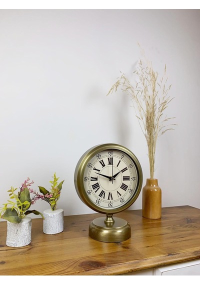 Eskitme Metal Orient Masa Saati 25 20 Cm Renkli