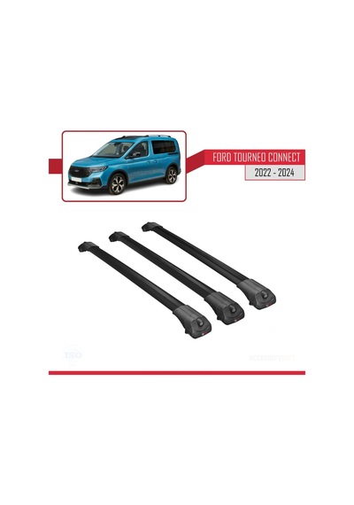 Ford Turneo Connect 2022 Ve Sonrası İle Uyumlu Ace-1 Ara Atkı Tavan Barı Siyah 3 Adet Bar