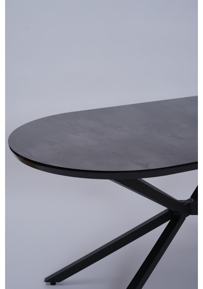 Bohem Metal Polo Boyalı Mdf Lak Panel Yemek Masa Takımı 90x170 Siyah