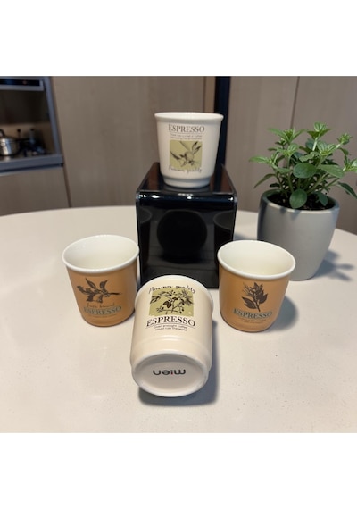 Art 4'lü Espresso Bardağı 90cc , Kulpsuz Kahve Fincanı Renkli