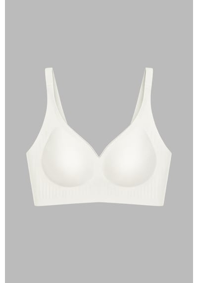 Cottonhill Seamless Bra - Slight Krem Lazer Kesim Dikişsiz Dilim Detaylı Balensiz Kadın Sütyen Krem