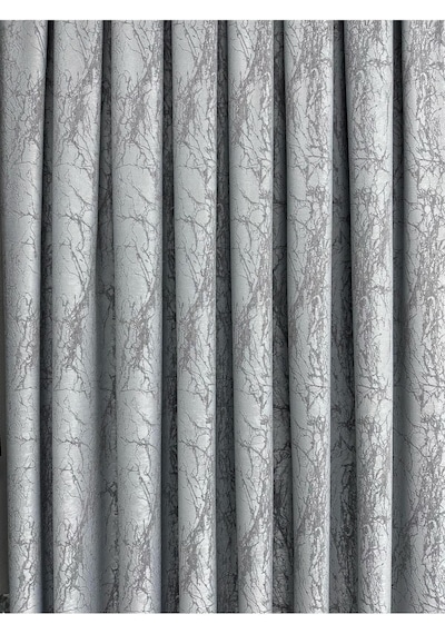 Velar Soft Buz Mavisi/gri Fon Perde Tek Kanat 1/3 Sık Pile Buz Mavi