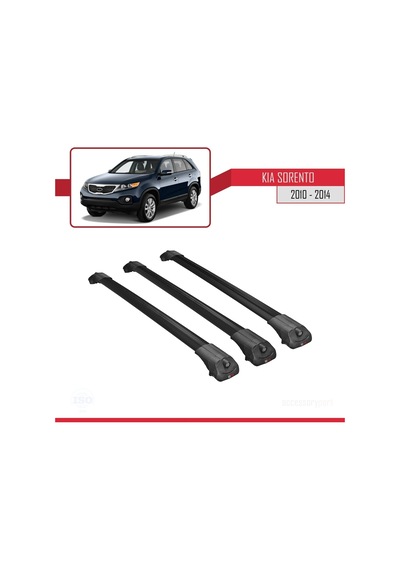 Kia Sorento 2010-2014 Arası İle Uyumlu Ace-1 Ara Atkı Tavan Barı Siyah 3 Adet Bar