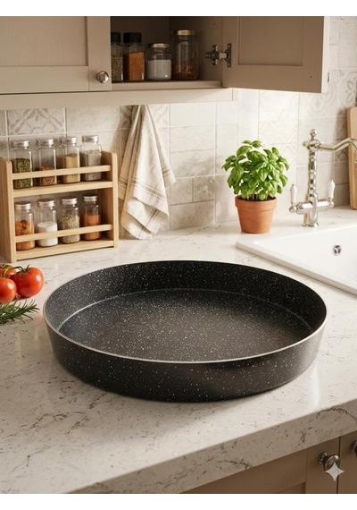 Granit Kaplama Yuvarlak Derin Fırın Tepsisi. 40 Cm Yanmaz Yapışmaz Yüzey. Kolay Temizlenir Diğer