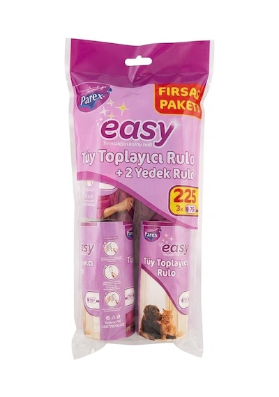 Parex Evcil Hayvan Yapışkanlı Rulo Tüy Toplayıcı 75 Yaprak - 2 Yedek Rulolu - 1 Paket