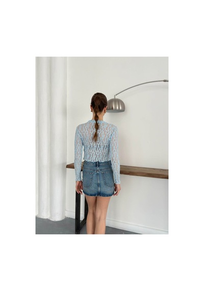 Verymoda Dantel Abiye Bluz F1886 Mavi