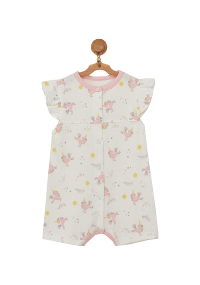 Andywawa Kız Bebek Unicorn Motifli Önden Çıt Çıtlı Tulum Ac22722 Ekru