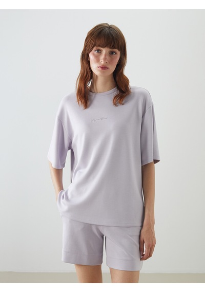 Lcw Vision Lila Oversize Soft Touch Kadın Tişört