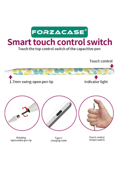 Forzacase Universal Tabletler İos Android İle Uyumlu Manyetik Aktif Stylus Desenli Dokunmatik Kalem - Fc1255