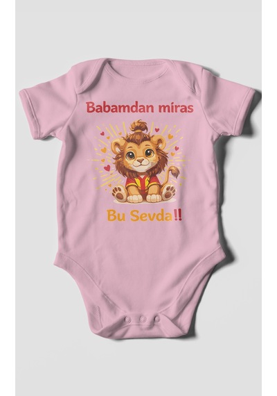 Morivokids Babadan Miras Bu Sevda Kısa Kollu Bebek Body Koyu Pembe
