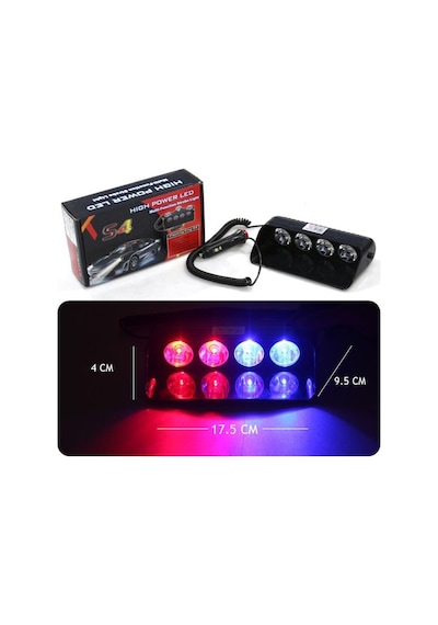 Flaş Led Çakar 8w Kırmızı-mavi 8 Fonksiyonlu / Lapa173