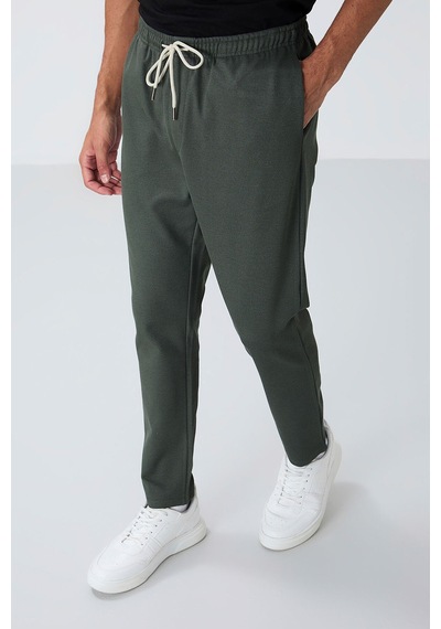 Tommy Life Haki Yüzeyi Dokulu Standart Fit Erkek Eşofman Alt - 82155
