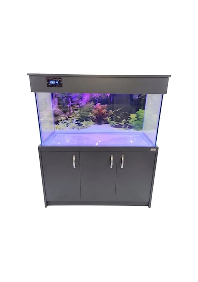 Kanki Pet 150x50x60 Cm 450 Lt Antrasit Gri Mdf Mobilyalı Dijital Göstergeli Akvaryum