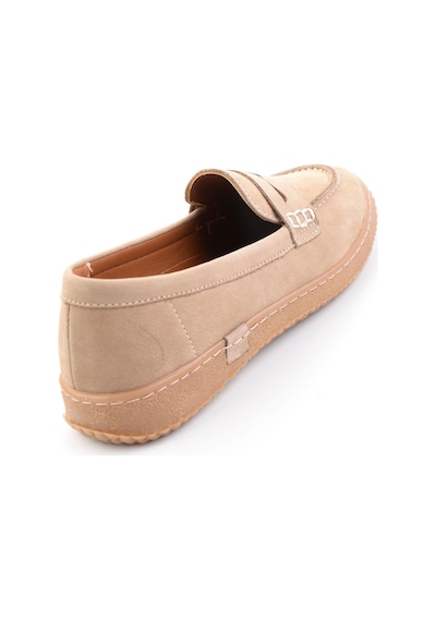 Bej Hakiki Deri Kadın Loafer Ayakkabı K01045050401