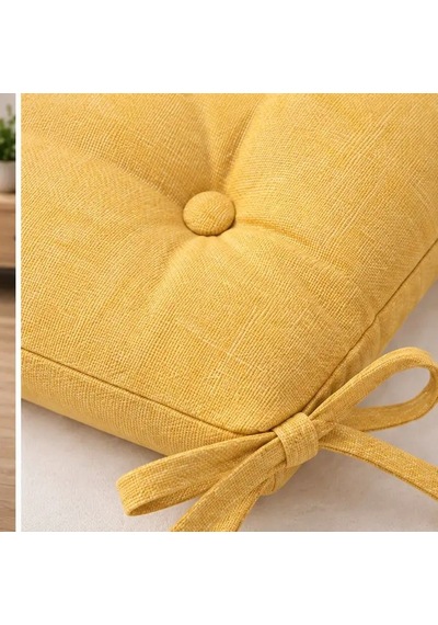 Bağcıklı Sandalye Minderi 40 40 4 Cm Hardal Çok Renkli