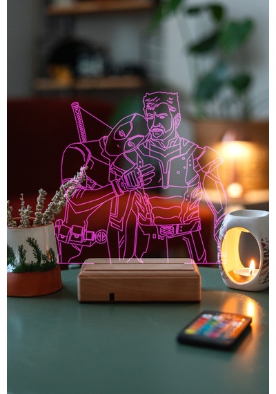 Deadpool & Wolverine 16 Renk Kumandalı 3d Gece Lambası