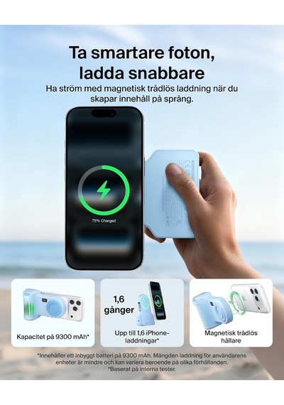 Stage Powergrip, Manyetik Kablosuz Şarjlı Kamera Tutacağı 9300 Mah, Geri Çekilebilir Usb-c Kablolu Power Bank, Bluetooth & Tripod Bağlantısı, Lcd Ekran, İphone Ve Pixel İçin Şarj Cihazı