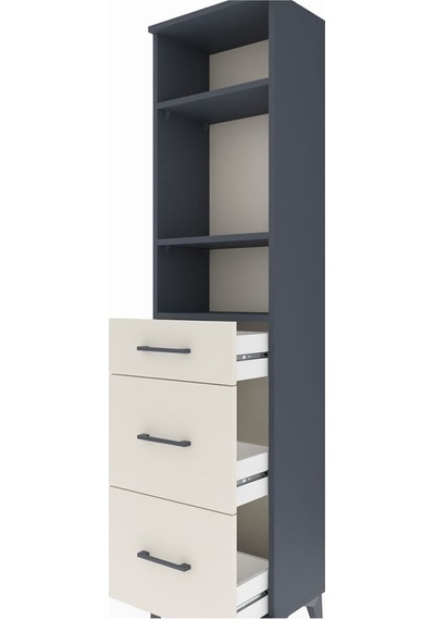 Arges Dolap 3 Raflı 3 Çekmeceli 44x30x182 Antrasit-aytaşı Antrasit