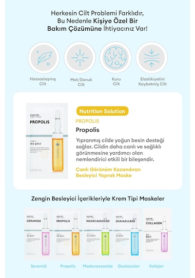 Missha Yoğun Besleyici Propolis Yaprak Maske 1 Adet Mascure Nutrition Solution Sheet Mask