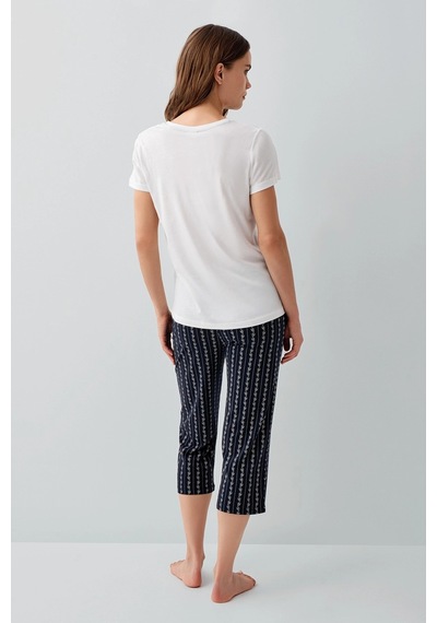 Moda Dua Pierre Cardin Pc9207-s Kadın Kapri Kısa Kol Pijama Takımı Beyaz
