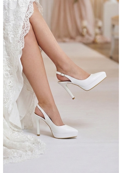 Erkan Saçmacı Scarlett Slingback Beyaz Vegan Sivri Burun Arkası Açık İnce Platform Topuklu Gelin Ayakkabısı Erkan Saçmacı Scarlett Slingback Beyaz Vegan Sivri Burun Arkası Açık İnce Platform Topuklu Gelin Ayakkabısı