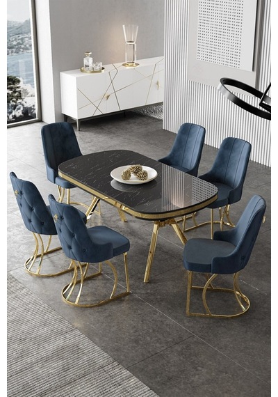 Canisa Epal Serisi 90x168 Lak Panel Siyah Mermer Desen Masa Takımı Gold Ayaklı 6 Antrasit Sandalye Masa Siyah Mermer Desen Sandalye Antrasit Canisa Epal Serisi 90x168 Lak Panel Siyah Mermer Desen Masa Takımı Gold Ayaklı 6 Antrasit Sandalye Masa Siyah Mermer Desen Sandalye Antrasit