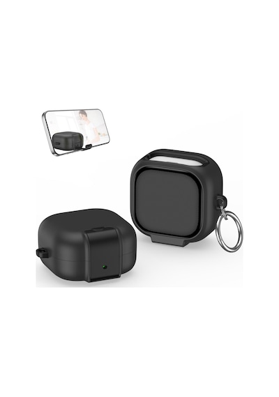 Samsung Galaxy Buds 4 Pro / Buds 4 İle Uyumlu Kılıf Standlı Kilitli Tpu Premium Matte Trip Case Siyah