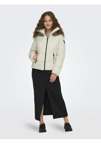 Only 15322003 Onlfever Short Puffer Bırch Kadın Mont Ekru