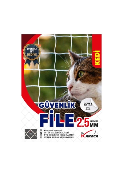 Kedi Balkon Güvenlik Filesi 2.5x17 Mt 2.5mm İp Kalınlığı 4x4 Gözenekli