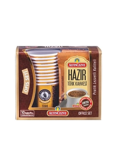Ofis Seti Hazır Türk Kahvesi Orta Orta Şekerli 10&apos Lu Paket 10 Adet X 9 Gr Aeropress